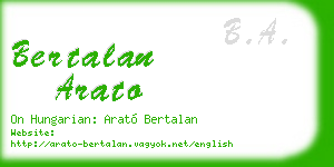 bertalan arato business card