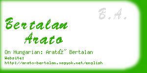 bertalan arato business card